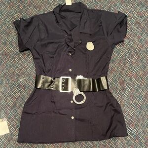 Spirit Navy Police Officer Dress Halloween Costume with Belt and Handcuffs